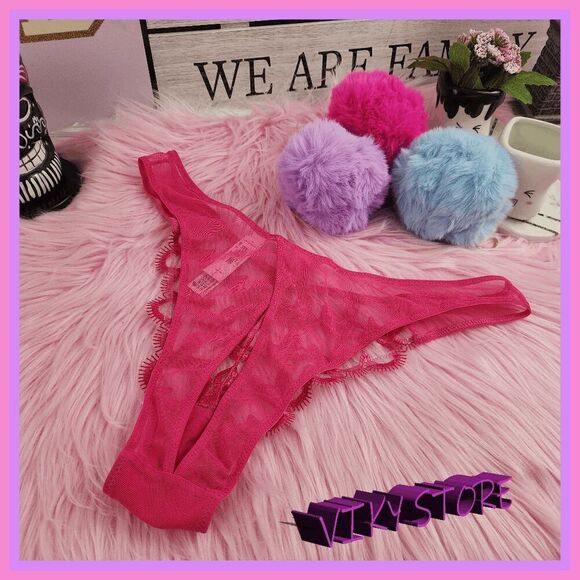 💖 NWT Victoria’s Secret Dream Angels Lace Mesh Pink Foil Brazilian M #7264 💖 - Picture 7 of 7
